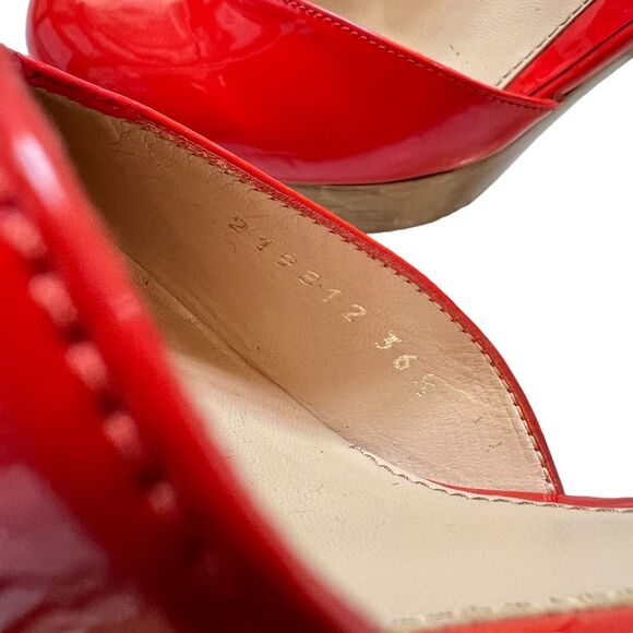 Gucci Authentic w Serial # Red 6.5 (36.5) Patent Leather Slingback Pumps High He - Picture 8 of 9